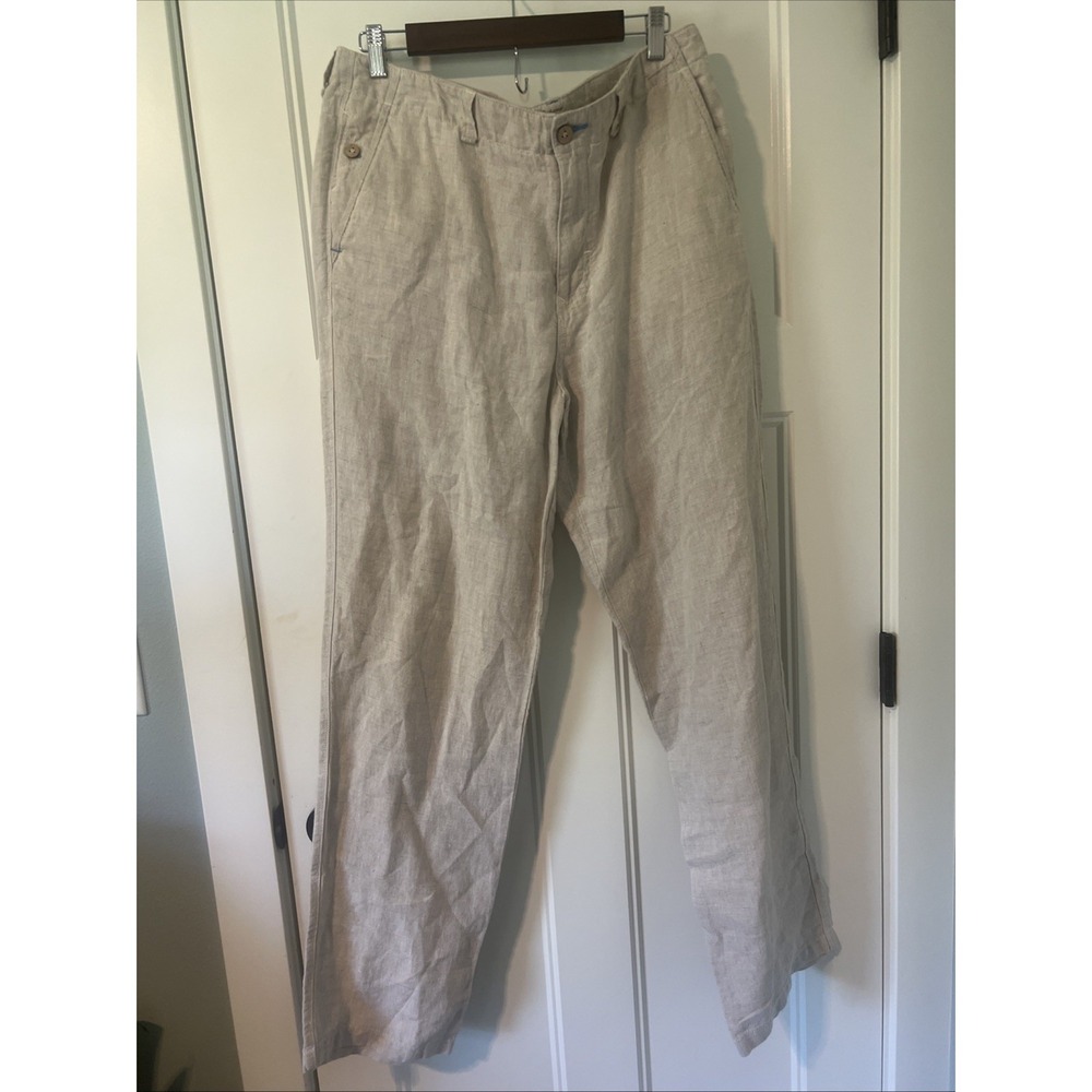 Tommy Bahama Linen Pants 35x34 Beige Tan Lightweight Casual Beach